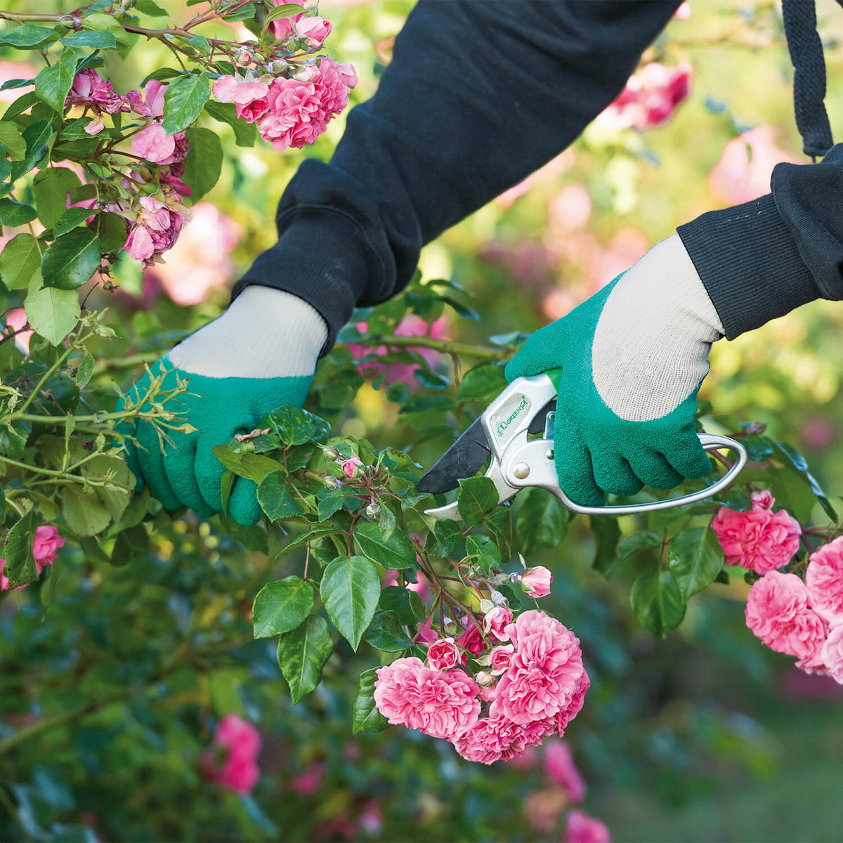 - Groen met grijze Rosier handschoen - Tuiniersuitrusting