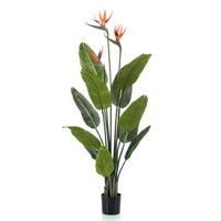 Kunstplant Paradijsvogelplant Strelitzia oranje incl. sierpot zwart - Alle kunstplanten