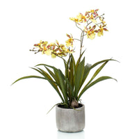 Kunstplant Orchidee Oncidium geel incl. keramische sierpot - Alle kunstplanten