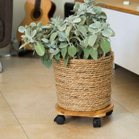 Nature Bamboe planttrolley rond bruin - Bloempot accessoires