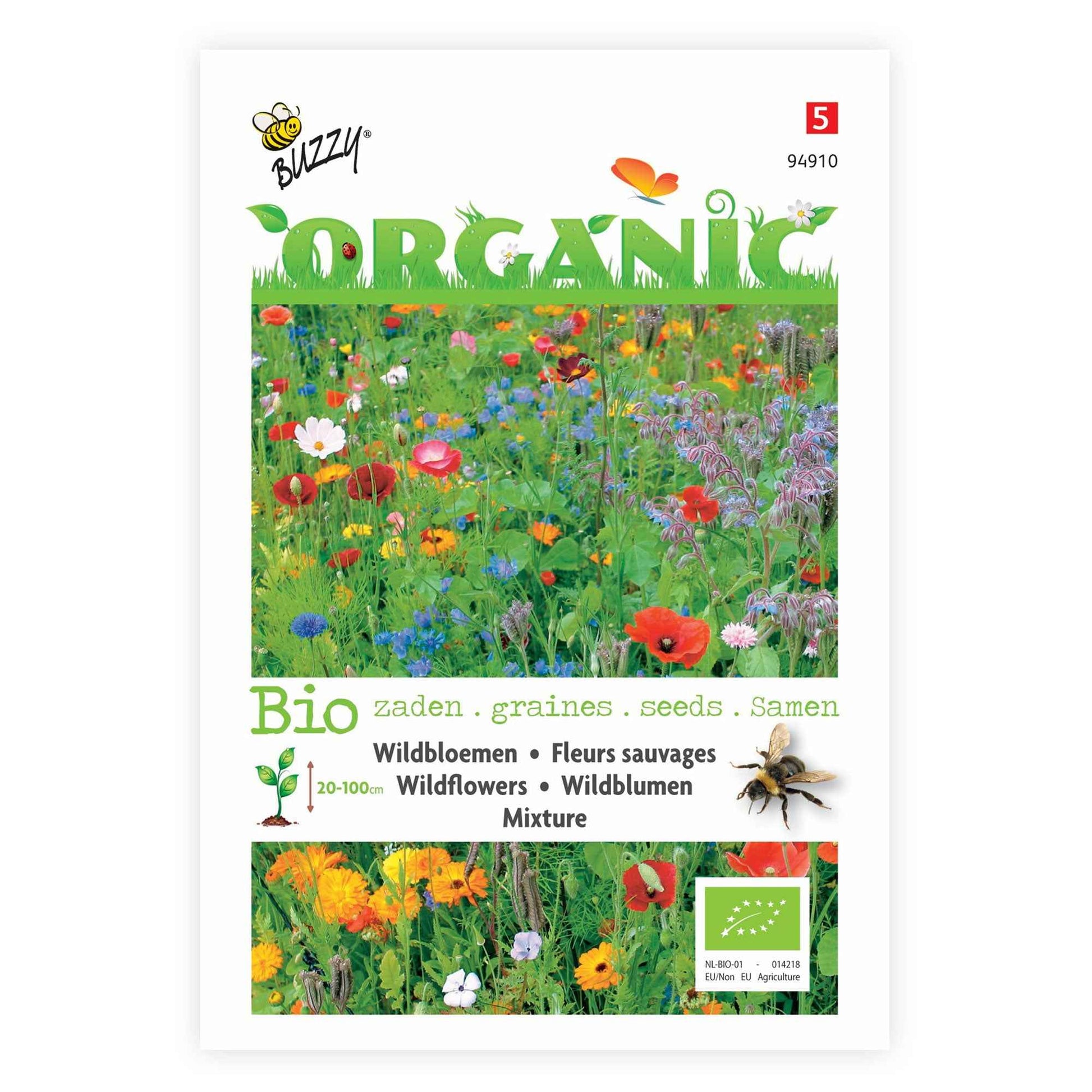 Wildbloemen Mix - Biologisch 2 m² - Bloemzaden - Bijvriendelijk bloemenzaad