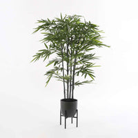 Mica bloempot Tusca rond zwart incl. plantenstandaard - Binnenpot - Bloempot accessoires