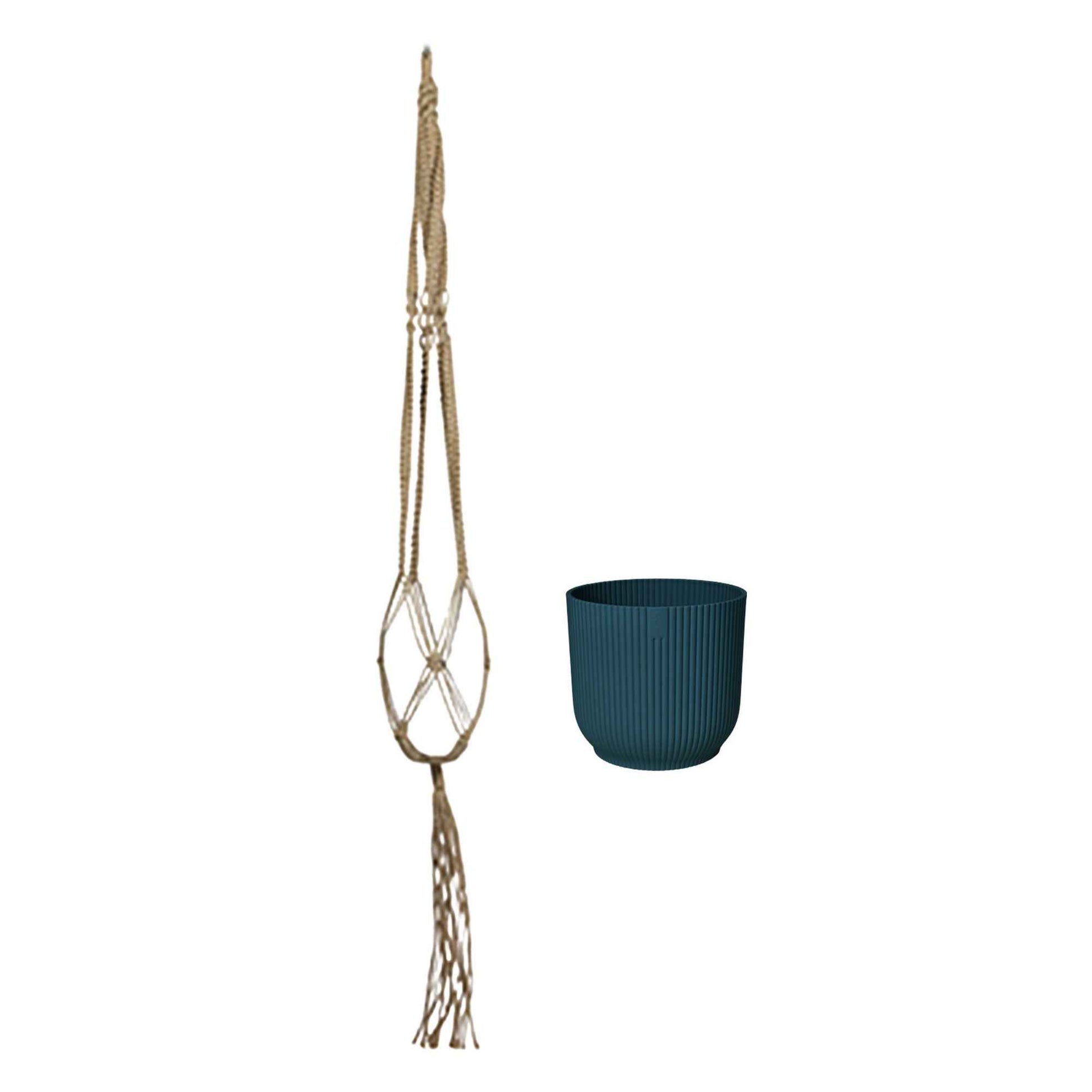 Elho Sierpot 'Vibes Fold' blauw incl. plantenhanger - Bloempot accessoires